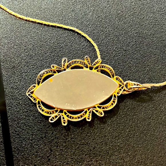 Vintage beautiful long chain necklace with pendant. Chain with clasp.gold filled - Picture 3 of 9